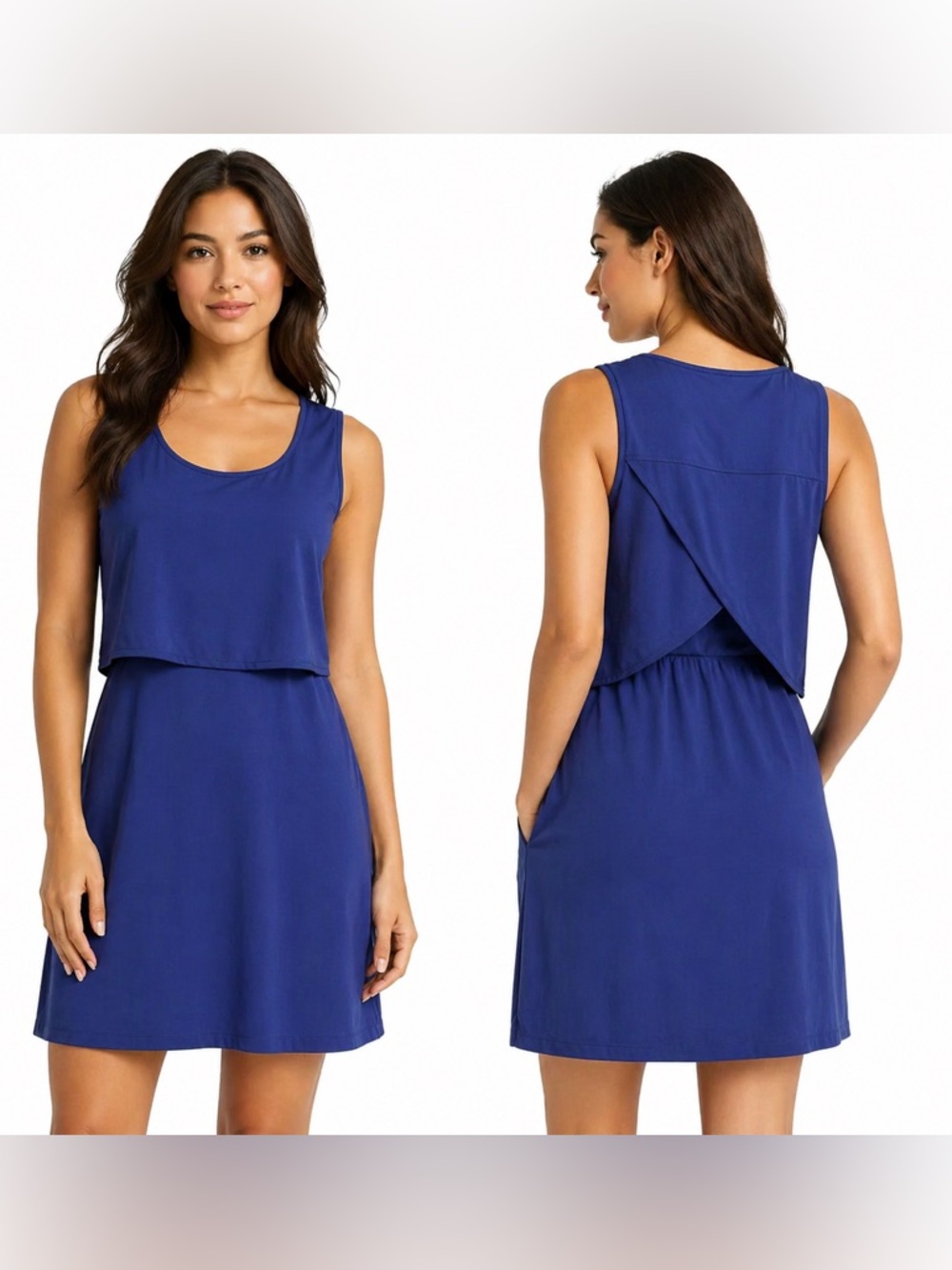 Athleta Royal Blue Sleeveless Layered Mini Dress